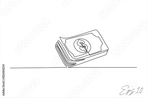 continuous line vector illustration of dollar bills