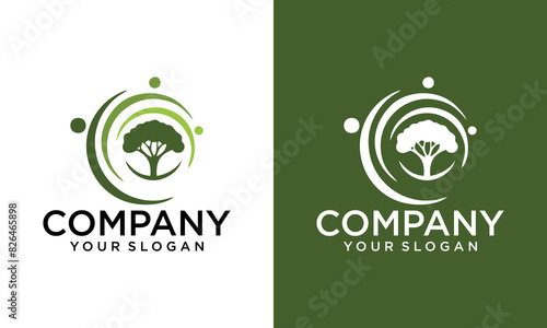 Creative people Culture tree of life logo, artistic color plant for people community social group logo design