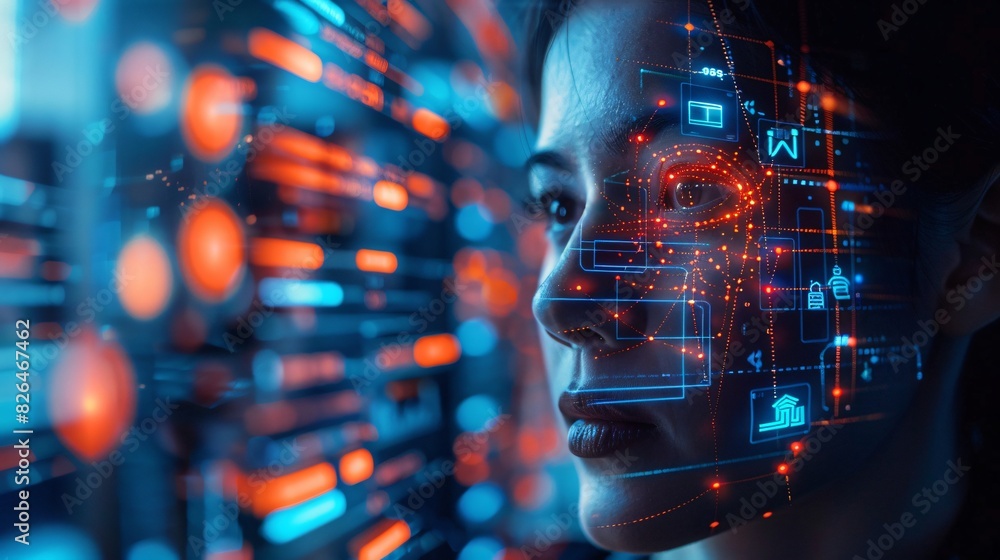 Fototapeta premium Internet Engineer in Cyber Space: Advancing Cybersecurity Technology Research and Development, A Tech Business Concept
