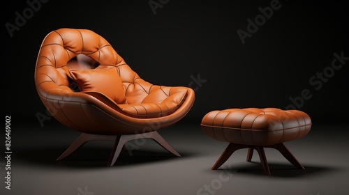 A comfortable armchair with a matching ottoman photo