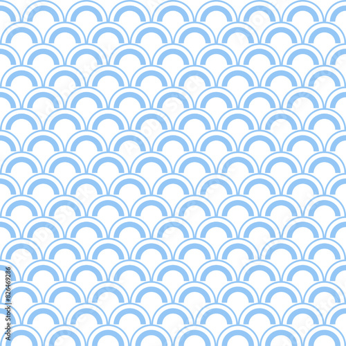 Seamless wave pattern with blue swirls for wallpaper and textile design photo
