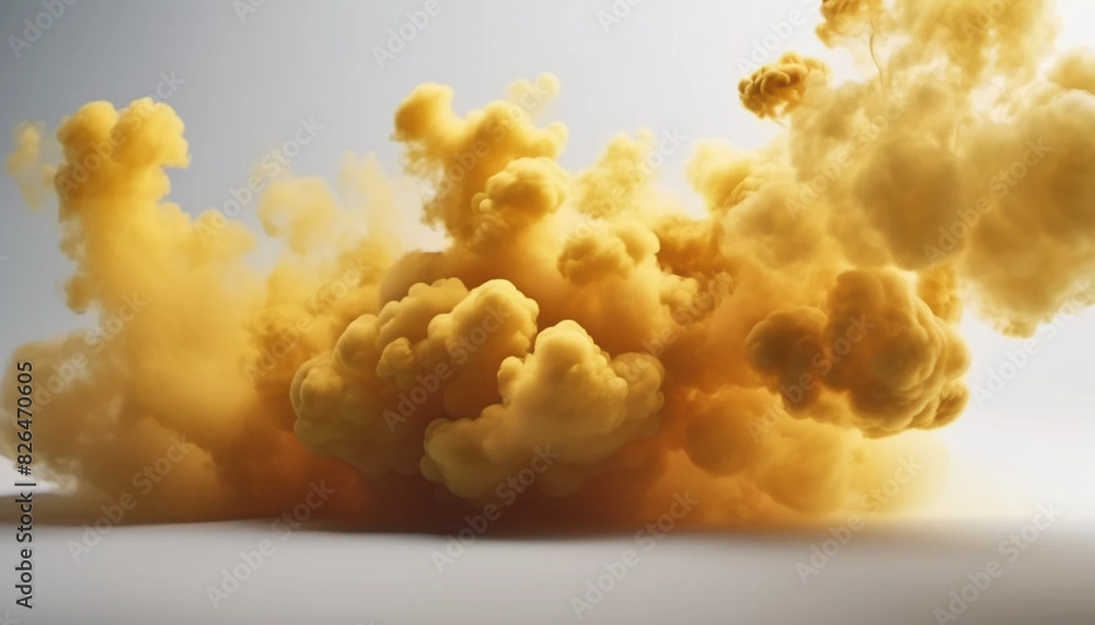 Yellow smoke cloud on white background, ai Yellow smoke cloud on white background, ai
