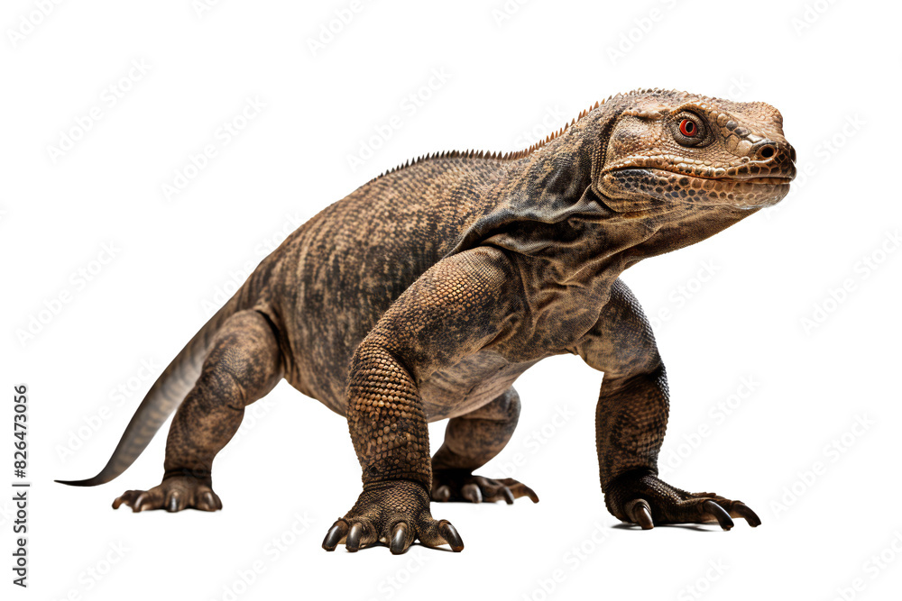 Komodo dragon standing against transparent background Komodo dragon standing against transparent background