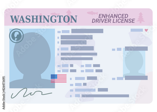 Enhanced Driver's license from the US state of Washington in flat design style (cut out)