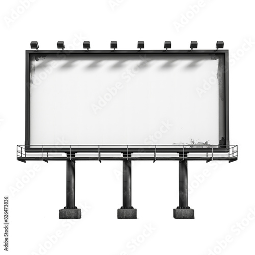 Blank billboard isolated on transparent background. Cut out.