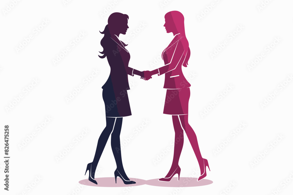 Young Female Entrepreneurs Shaking Hands, Making Business Deal or Agreement