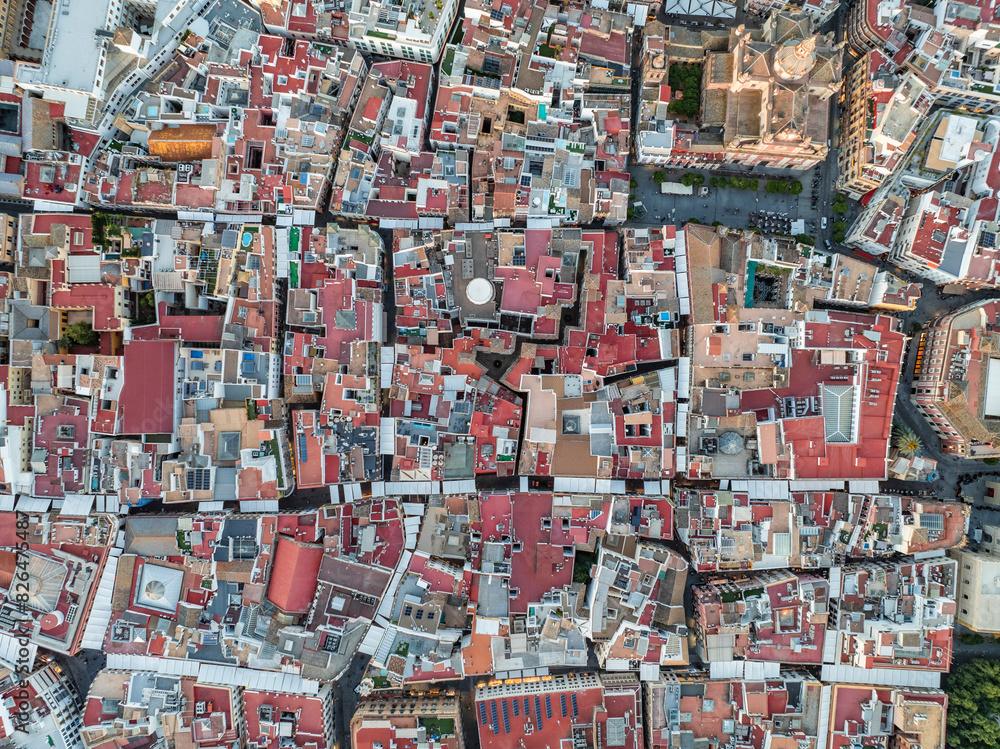 Aerial view of beautiful old town rooftops in Seville, Andalusia, Spain. Aerial view of beautiful old town rooftops in Seville, Andalusia, Spain.