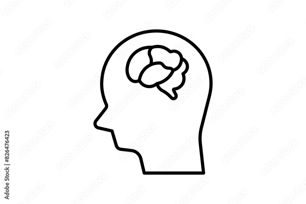 Head with brain visible icon. icon related to mental health. suitable for web site, app, user interfaces, printable etc. line icon style. simple vector design editable