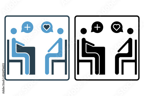 Therapy session icon. icon related to mental health. suitable for web site, app, user interfaces, printable etc. solid icon style. simple vector design editable