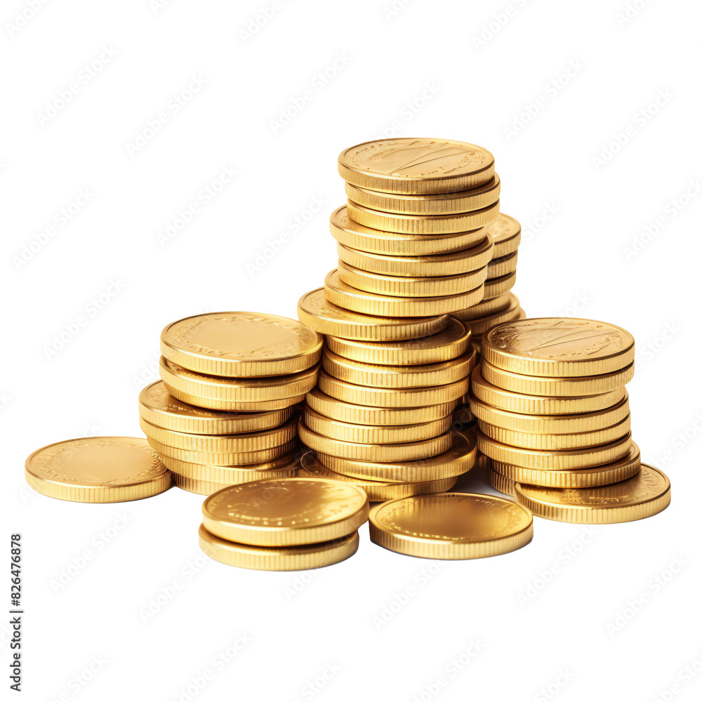 Stack of shiny gold coins transparent background Stack of shiny gold coins transparent background