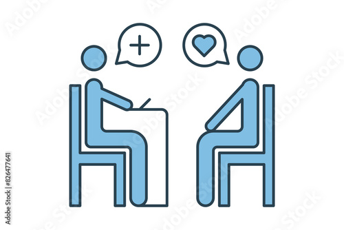 Therapy session icon. icon related to mental health. suitable for web site, app, user interfaces, printable etc. flat line icon style. simple vector design editable