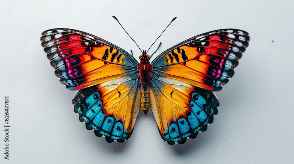 Obraz premium Beautiful butterfly with colorful wings on a white background