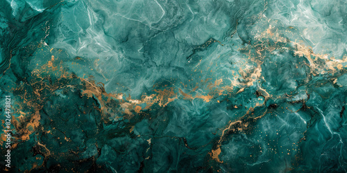 abstract turquoise and gold marble surface, 
