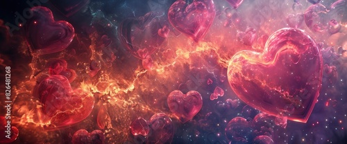 Abstract Hearts Forming A Universe Of Love, Abstract Background Images