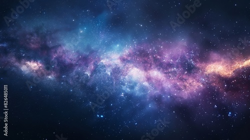Representing the infinite beauty of outer space  a breathtaking digital artwork depicts a vibrant blue nebula scattered with stars.