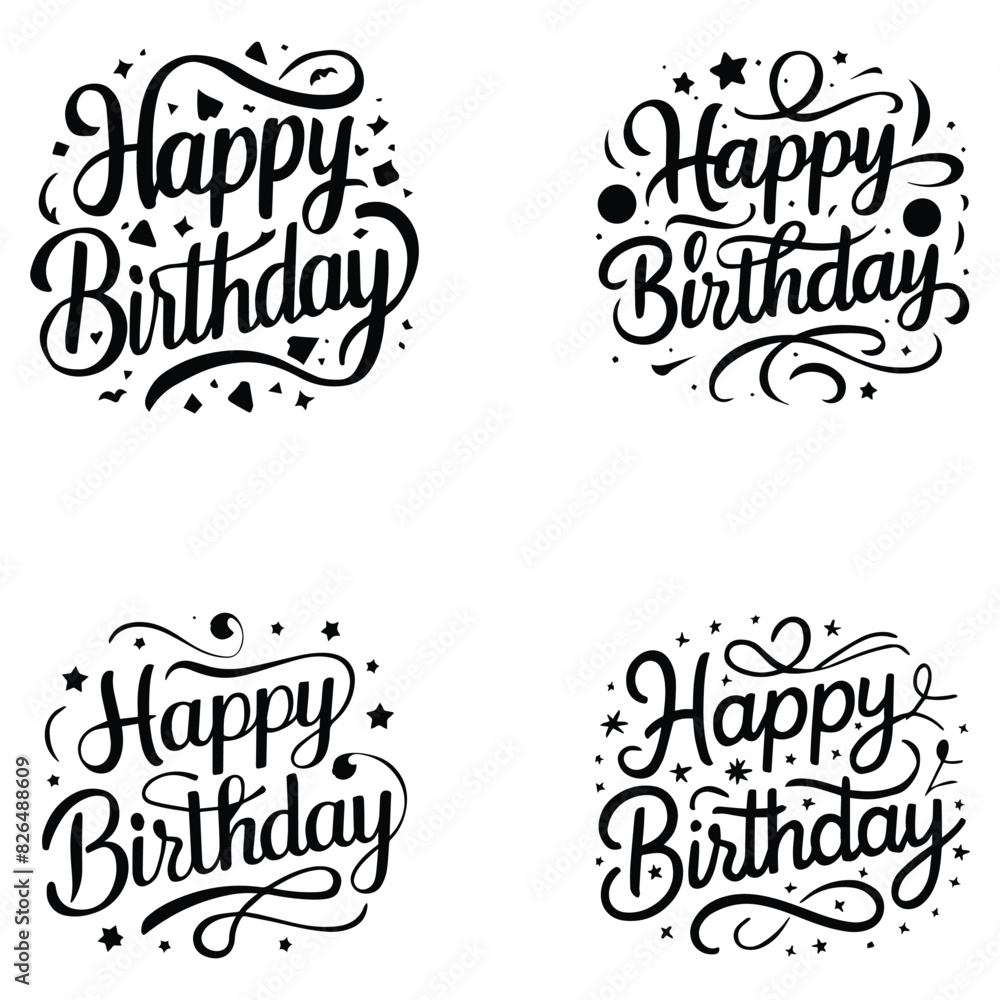 Happy birthday. Hand drawn lettering phrase isolated on white background. Happy birthday. Hand drawn lettering phrase isolated on white background.