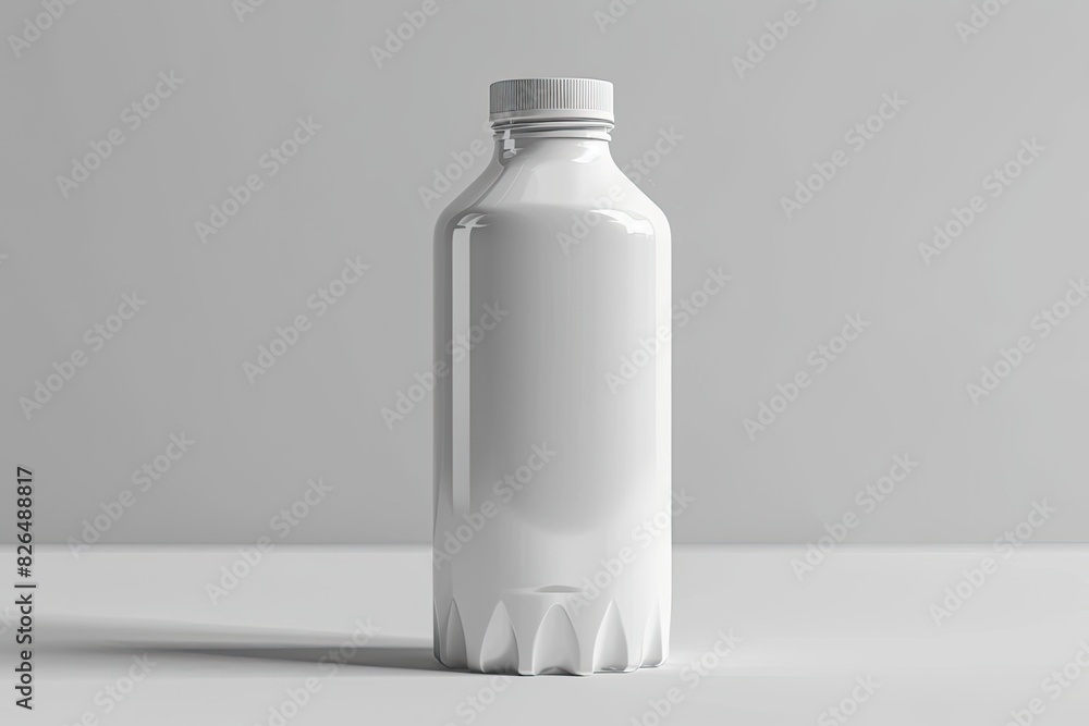 Grab attention with a solitary empty white juice bottle standing upright in a 3D mockup awaiting your creative touch. Grab attention with a solitary empty white juice bottle standing upright in a 3D mockup awaiting your creative touch.