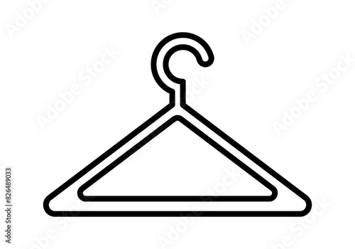 Icono negro de una percha en fondo blanco.