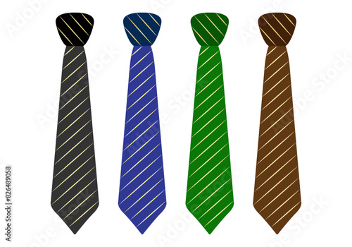 Corbata de color negro, verde, azul y marrón.