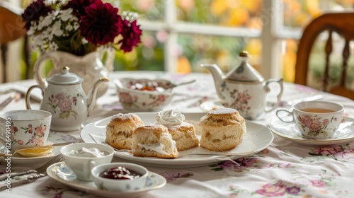 Wallpaper Mural Elegant Afternoon Tea with Floral Accents Torontodigital.ca