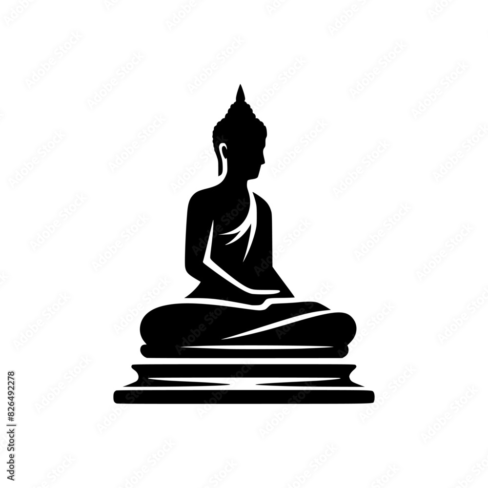 Black silhouette of a sitting buddha. vector logo of a budha. Black silhouette of a sitting buddha. vector logo of a budha.