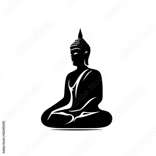 Black silhouette of a sitting buddha. vector logo of a budha.