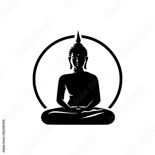 Black silhouette of a sitting buddha. vector logo of a budha.