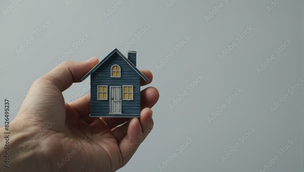 Hand Holding a Miniature Dream House: Real Estate Investment Concept