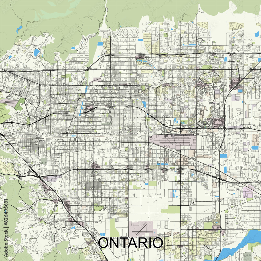 Obraz premium Ontario, California, USA map poster art