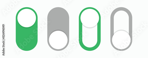 sets On and Off toggle switch buttons vector, Buttons slider, suitable for simple UI design.