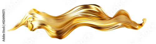Golden twisted abstract shape transparent background