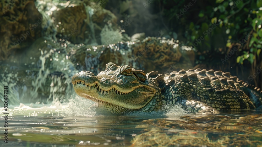 Fototapeta premium Crocodile spotted in a river