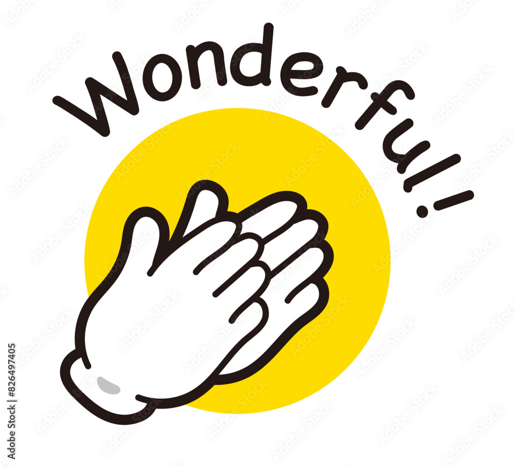 Fototapeta premium 拍手のハンドサイン。シンプルな手のアイコン。