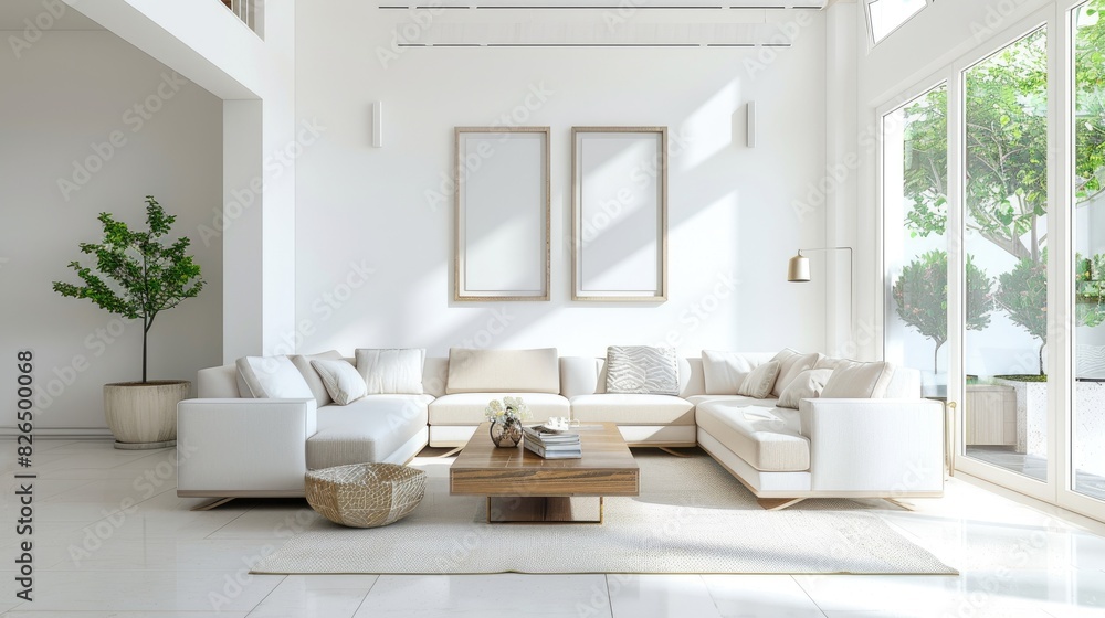 A bright and airy living room with white walls and contemporary furnishings, providing a clean and inviting space for relaxation and socializing. A bright and airy living room with white walls and contemporary furnishings, providing a clean and inviting space for relaxation and socializing.