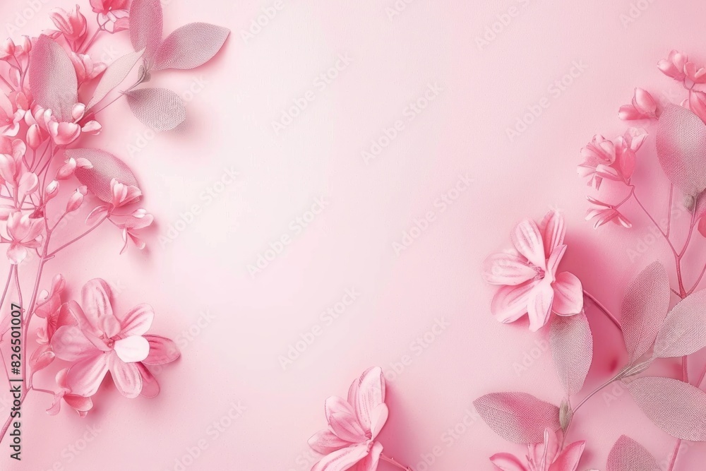 Fototapeta premium Elegant Floral Background with Delicate Pink Blooms and Pastel Tones