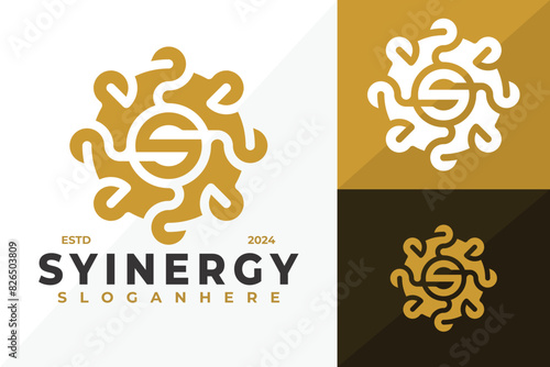 Letter S Syinergy Sun logo design vector symbol icon illustration