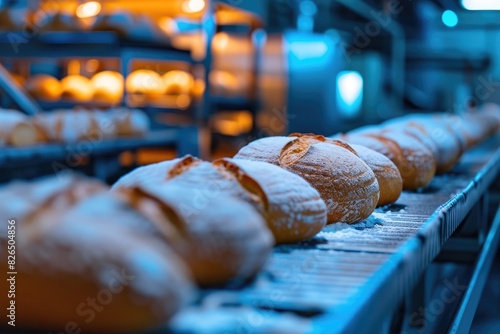 Bakery factory conveyor with fresh buns
