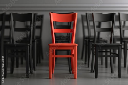 Leadership Symbolized  Vibrant Red Chair Amidst Gray