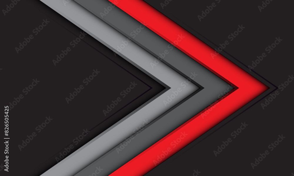 Abstract red grey arrow direction geometric on white design modern background vector
