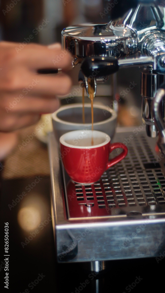 Coffee machine pouring espresso Coffee machine pouring espresso