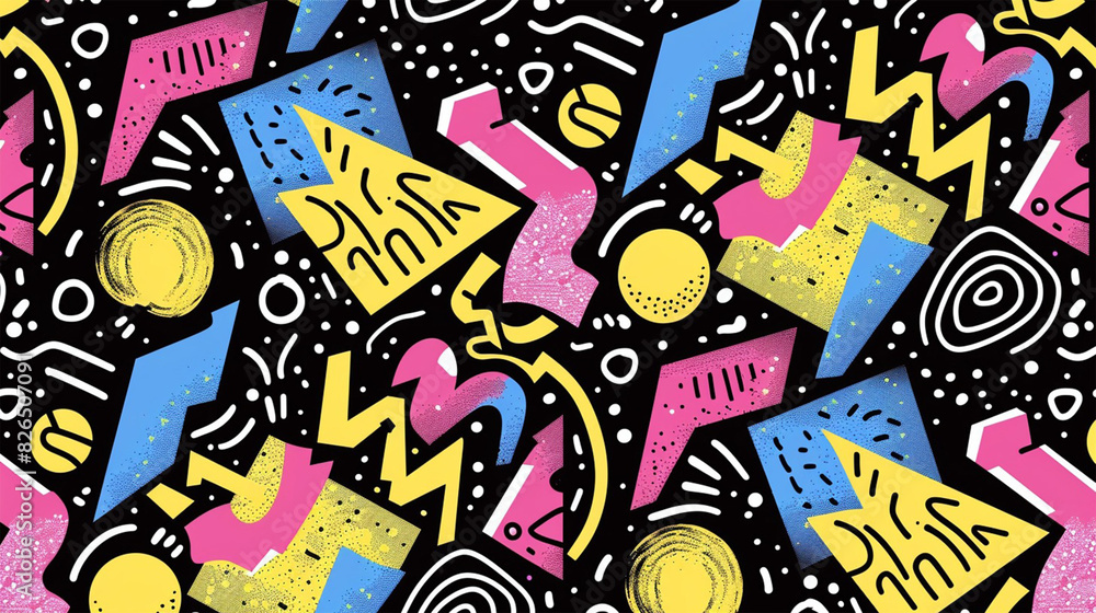 Fototapeta premium Seamless vector pattern. Fashion design 80-90s
