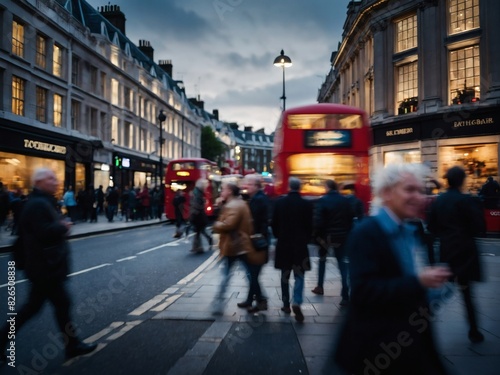 London Life in Blur, Street Scene with Bokeh of People in the Background