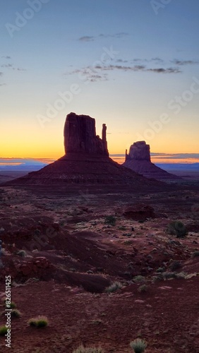 Sunrise on Monument Valley west and east mittens