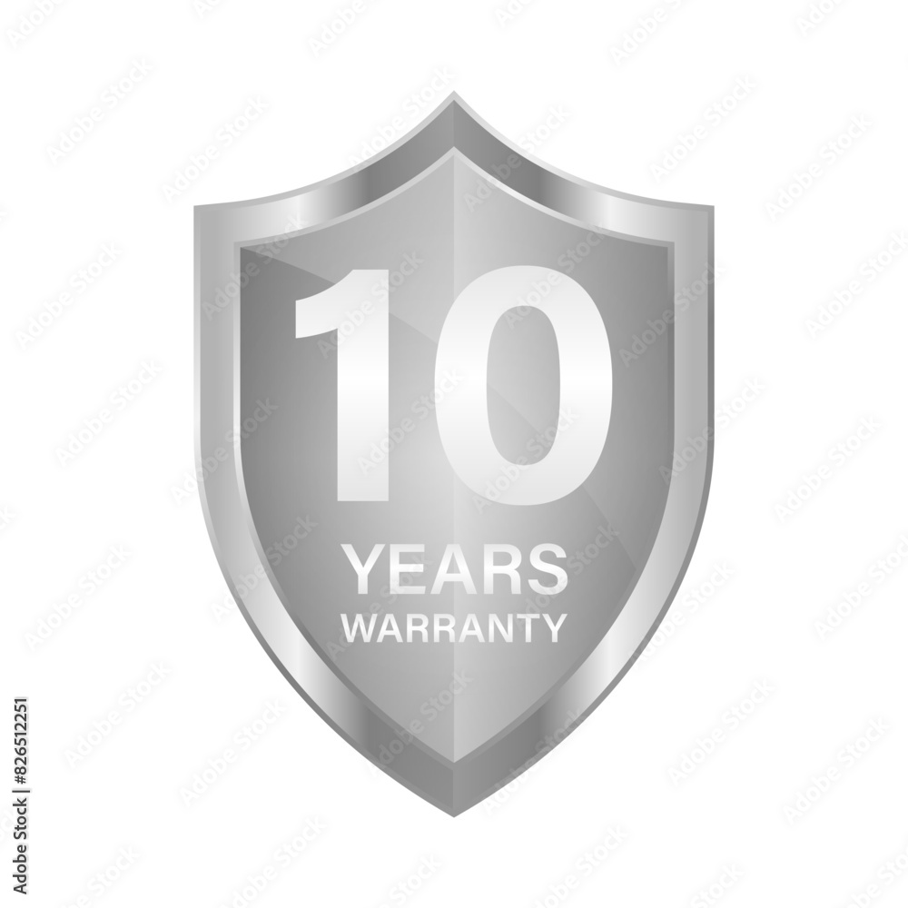 10 Years Warranty. Warranty Sign. Vector Illustration Isolated on White Background. 10 Years Warranty. Warranty Sign. Vector Illustration Isolated on White Background.