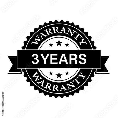 3 Years Warranty. Warranty Sign. Vector Illustration Isolated on White Background. 