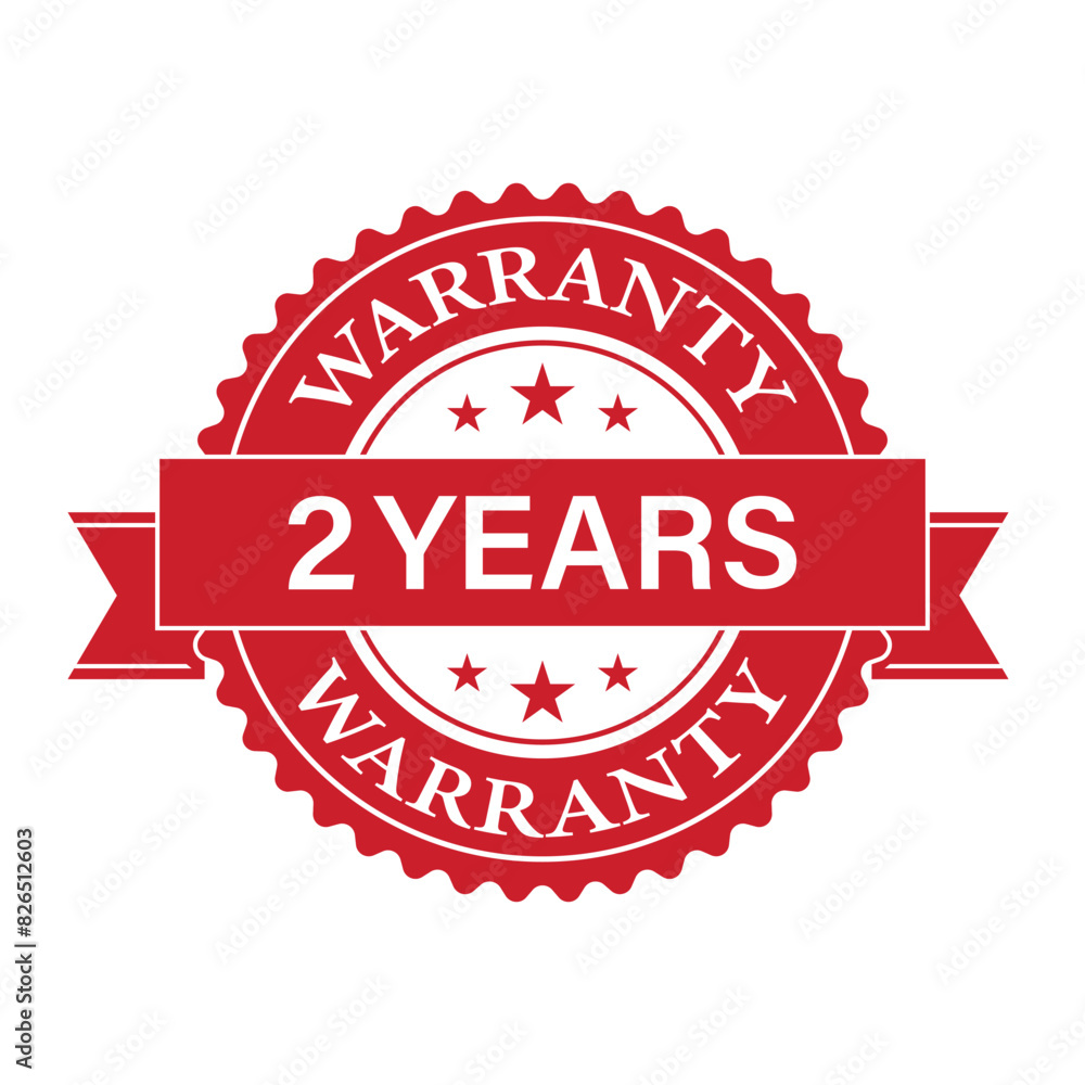2 Years Warranty. Warranty Sign. Vector Illustration Isolated on White Background. 2 Years Warranty. Warranty Sign. Vector Illustration Isolated on White Background.