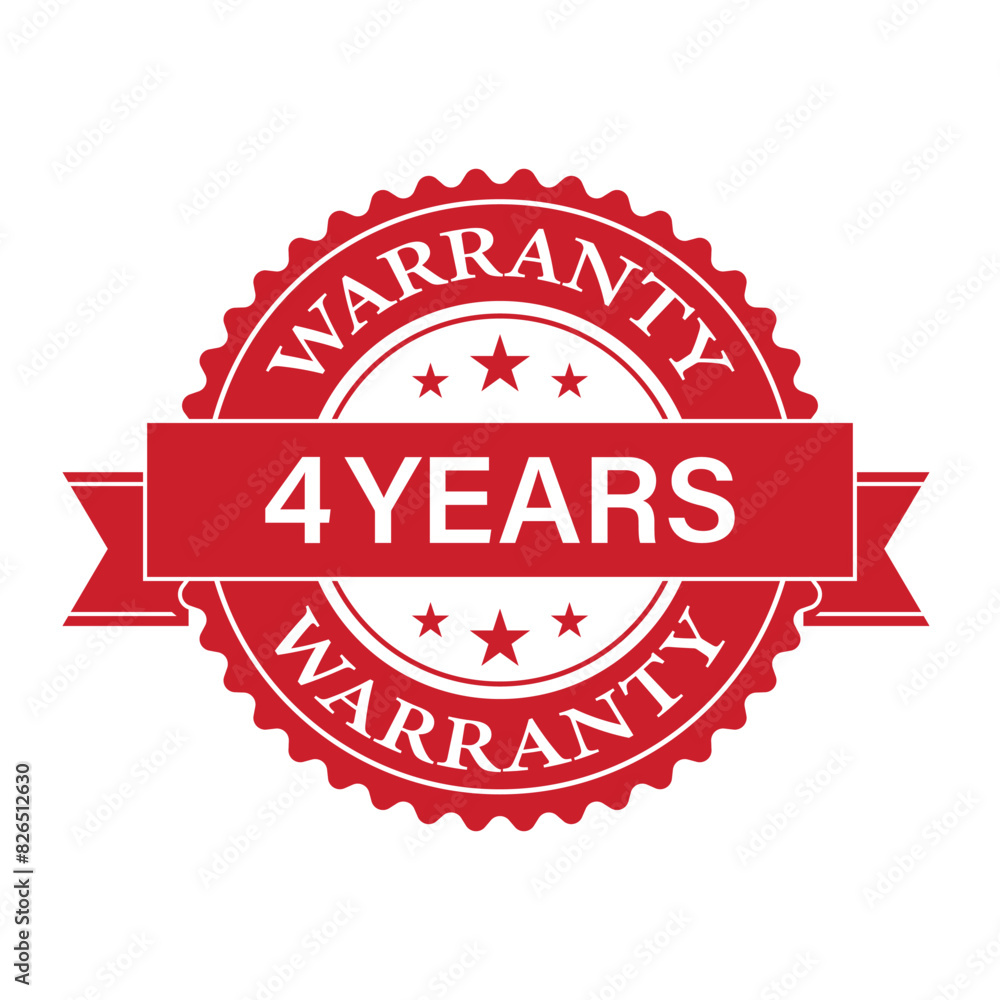 Obraz premium 4 Years Warranty. Warranty Sign. Vector Illustration Isolated on White Background. 