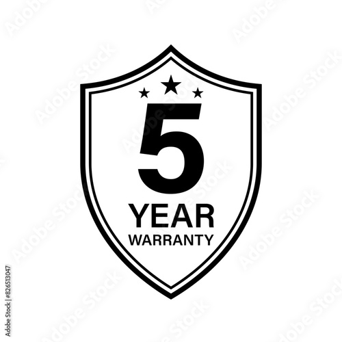 4 Years Warranty. Warranty Sign. Vector Illustration Isolated on White Background. 