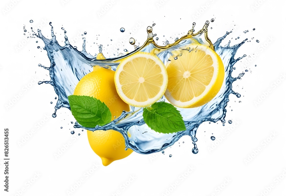 Lemon water splash isolated on a white transparent background, png ...