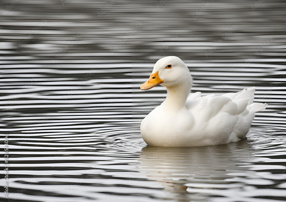 White duck on a white background. White duck on a white background.